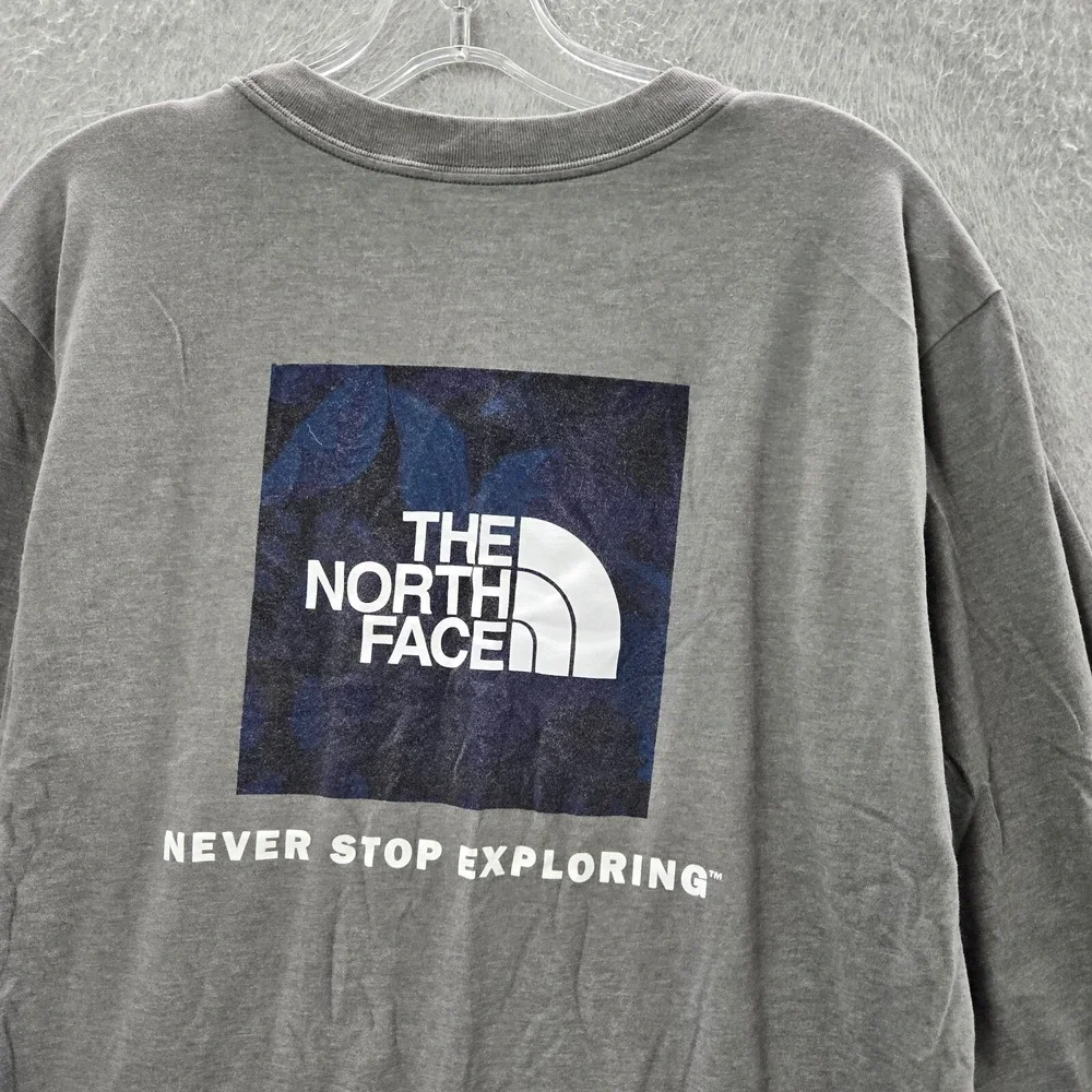 The North Face Men‎ Shirt Small Gray Wandered Tonal Box Logo Long Sleeve
